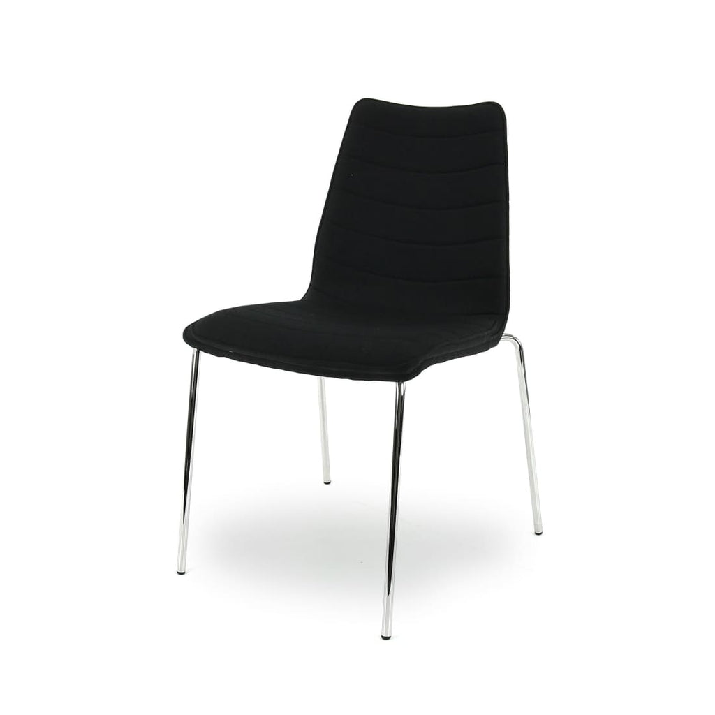 Workliving Verona Chaise de salle à manger / chaise de réunion - Noir Mirage - Piètement chromé