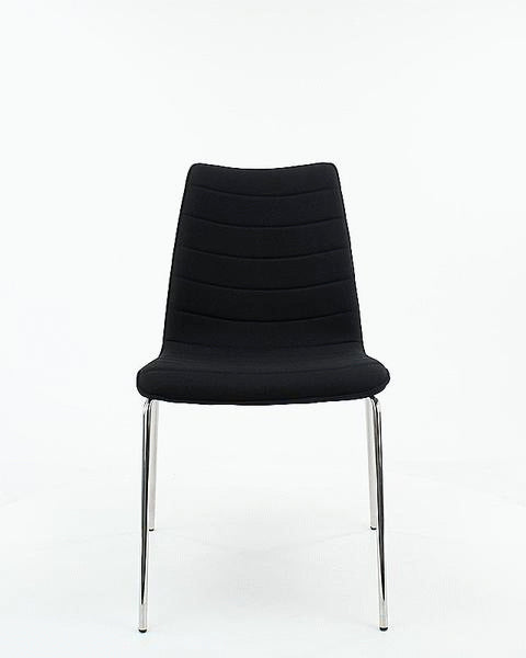 Workliving Verona Chaise de salle à manger / chaise de réunion - Noir Mirage - Piètement chromé