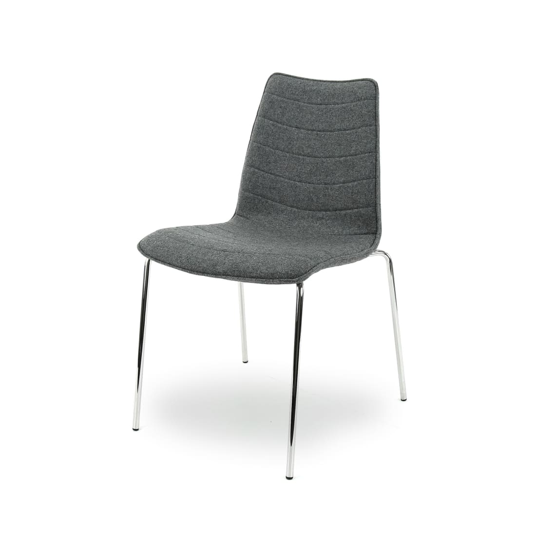 Workliving Verona Chaise de salle à manger / chaise de réunion - feutre de laine gris moyen - piètement chromé