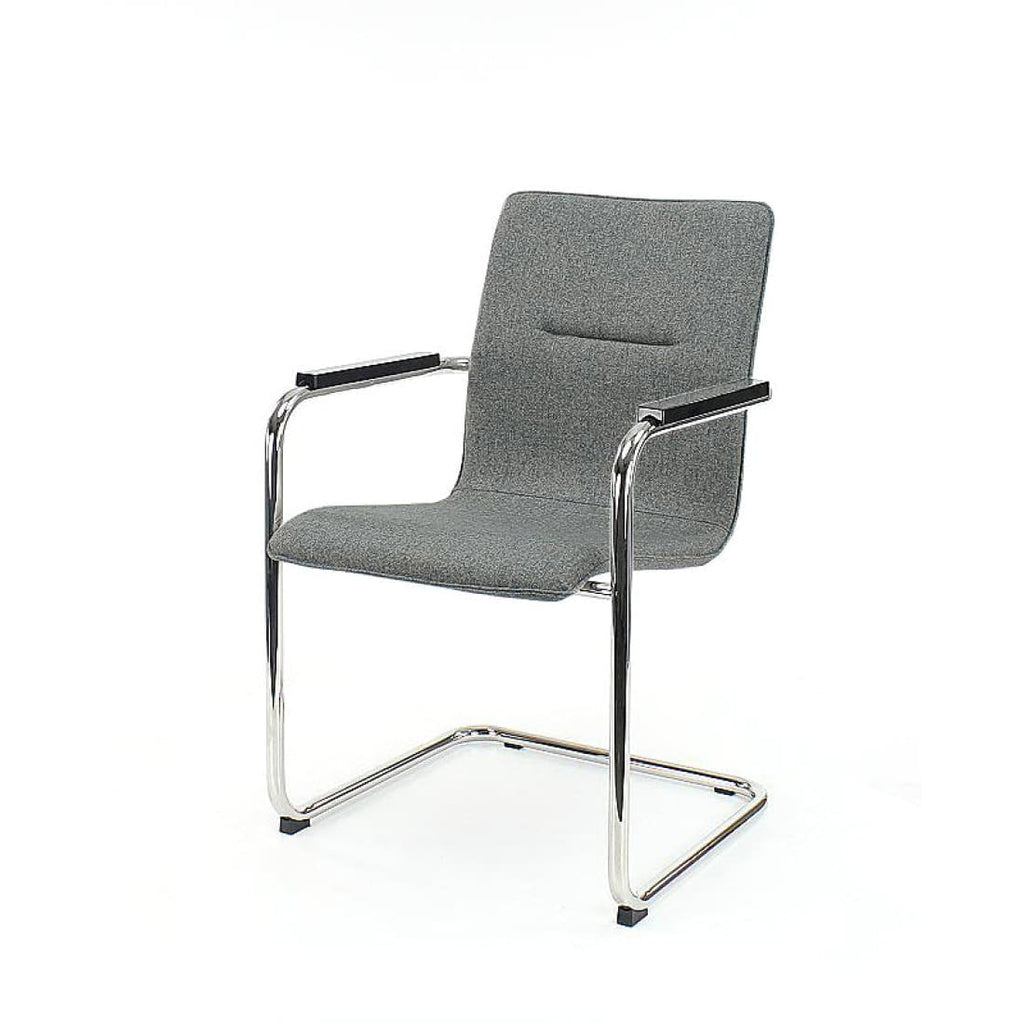 Workliving Chaise de réunion X6 - Confort Piètement luge Feutre de laine Gris moyen