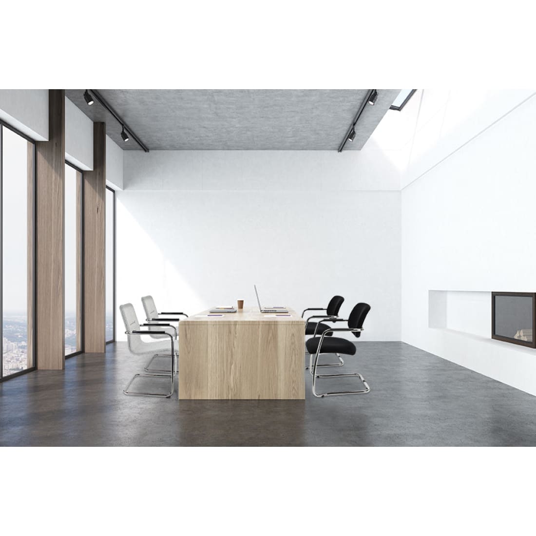 Workliving Chaise de réunion X6 - Confort Piètement luge Feutre de laine Gris moyen