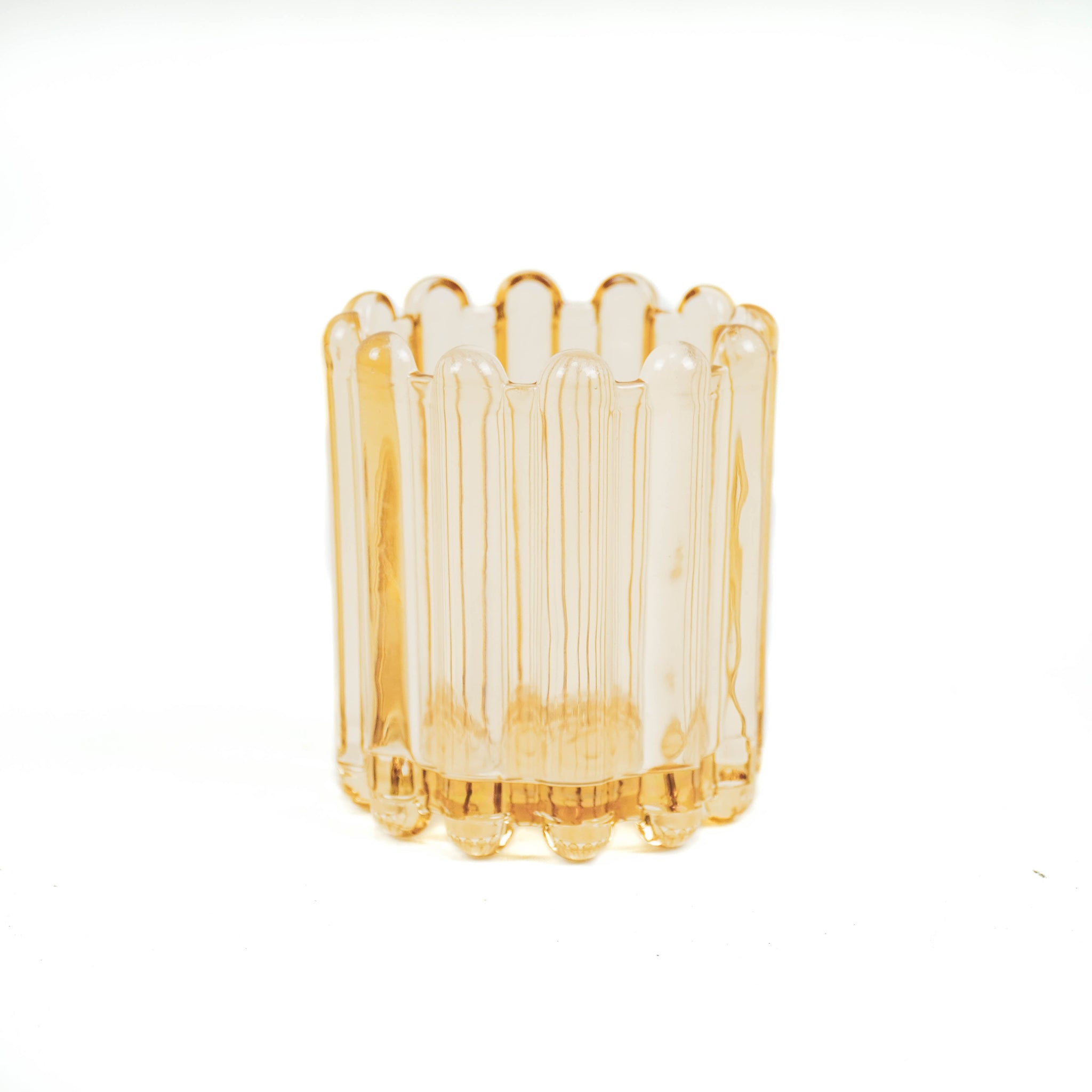 Porte-bougie / photophore - Verre - Ambre - 9 x 11 cm
