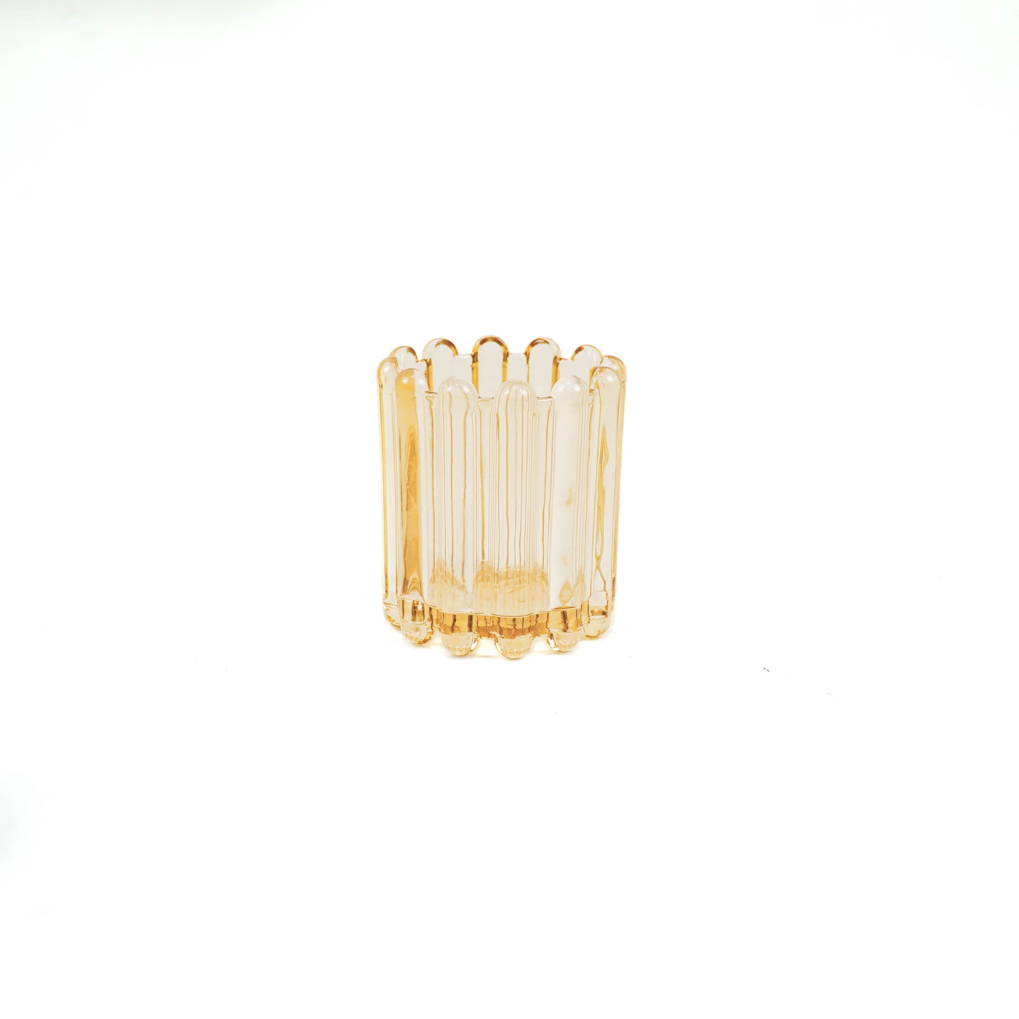 Porte-bougie / photophore - Verre - Ambre - 9 x 11 cm