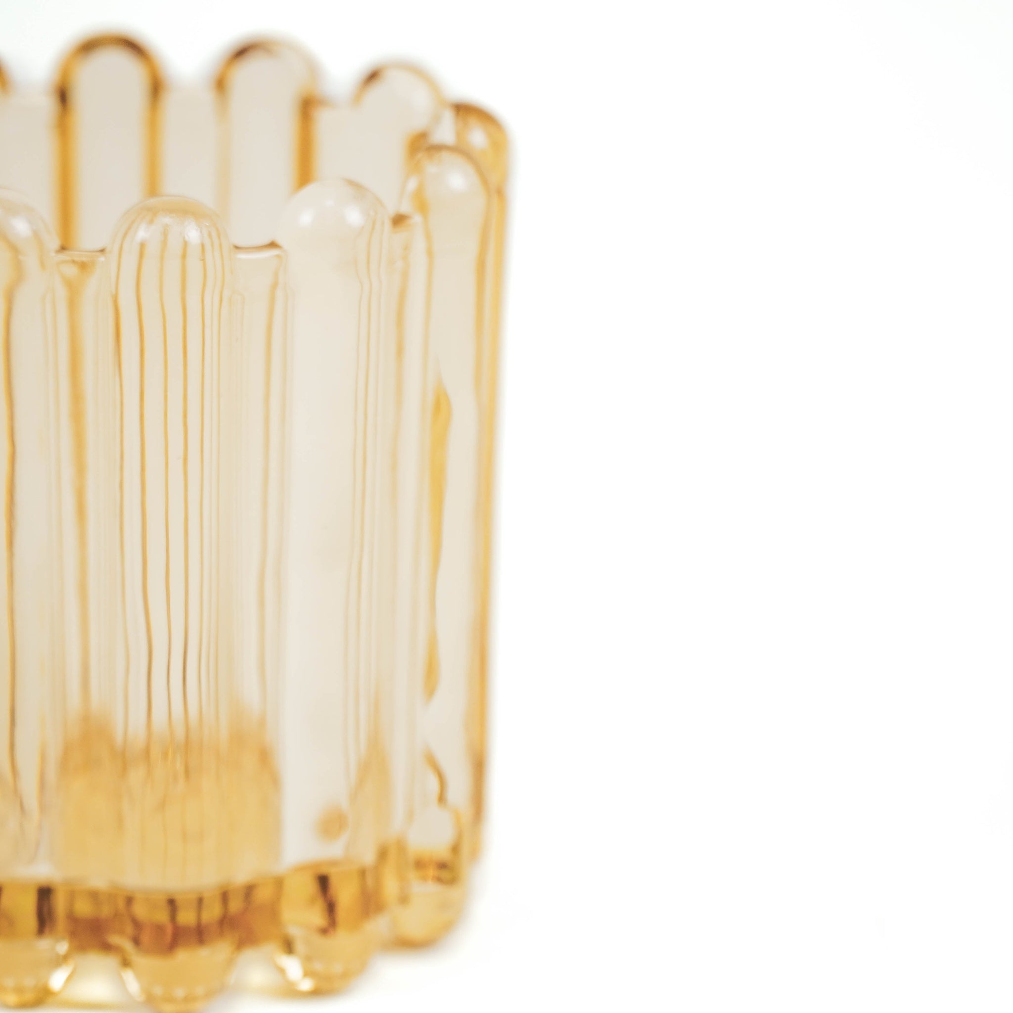 Porte-bougie / photophore - Verre - Ambre - 9 x 11 cm