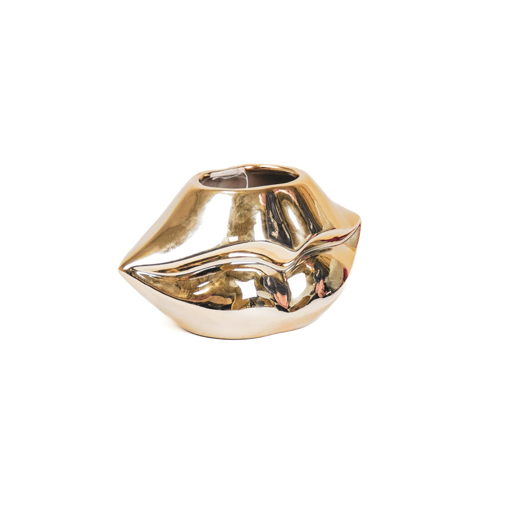Vase Lips en Céramique Doré