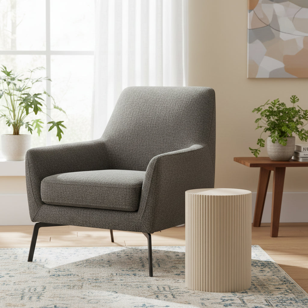 Table d'appoint / Pilier - Cylindre - MDF - Sable - 30x54cm