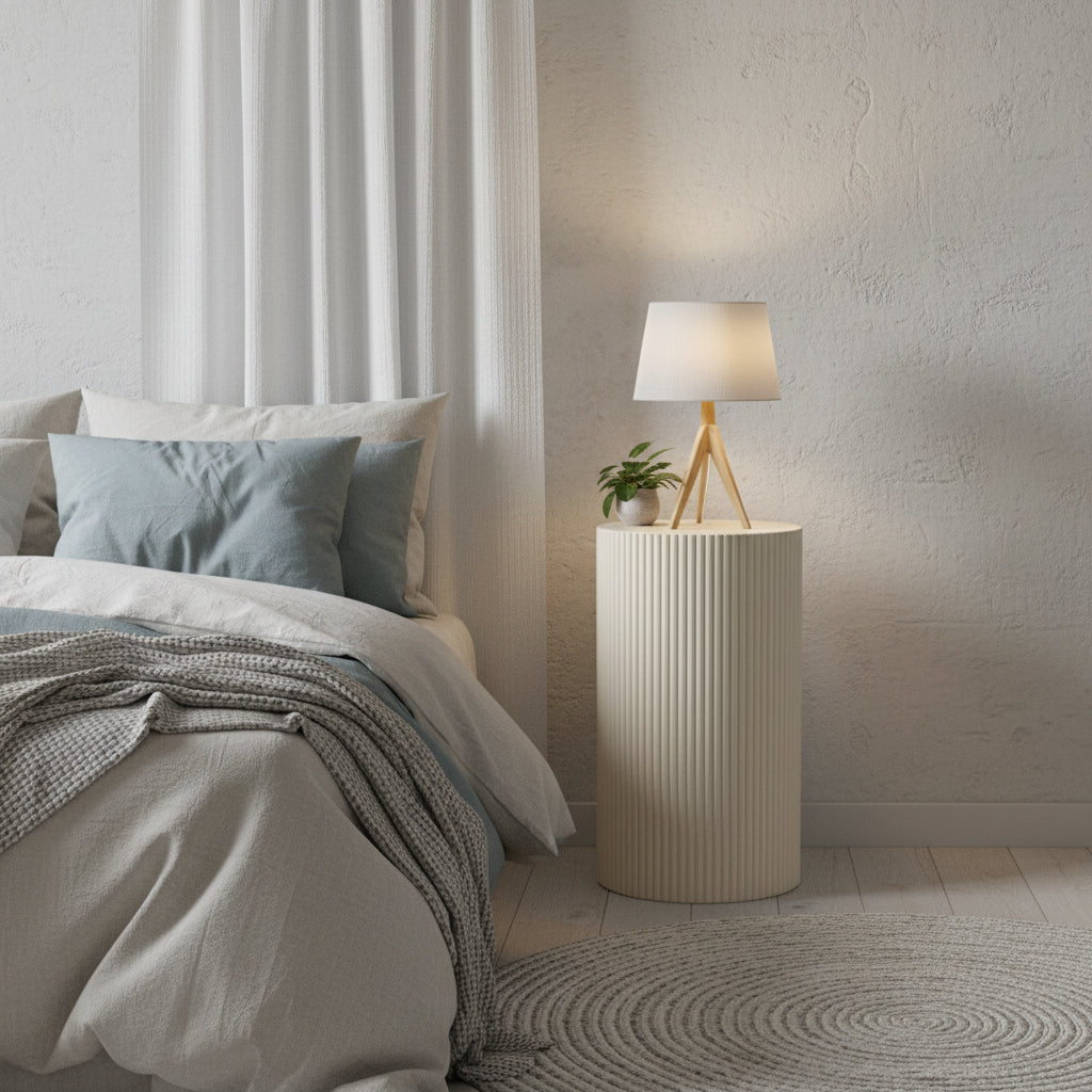 Table d'appoint / Pilier - Cylindre - MDF - Sable - 30x54cm