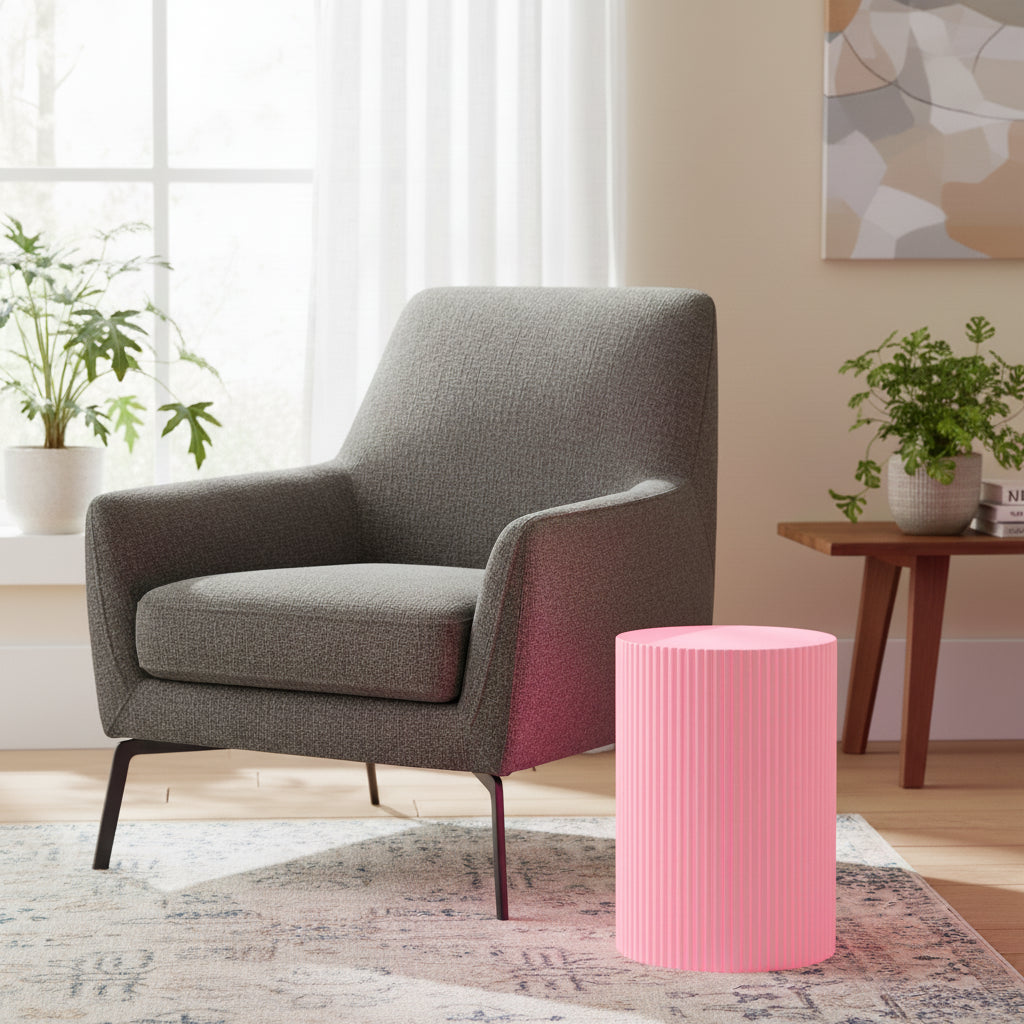 Table d'appoint / Pilier - Cylindre - MDF - Rose néon - 30 x 54 cm
