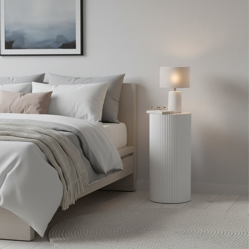 Table d'appoint / Pilier - Cylindre - MDF - blanc - 30x65cm