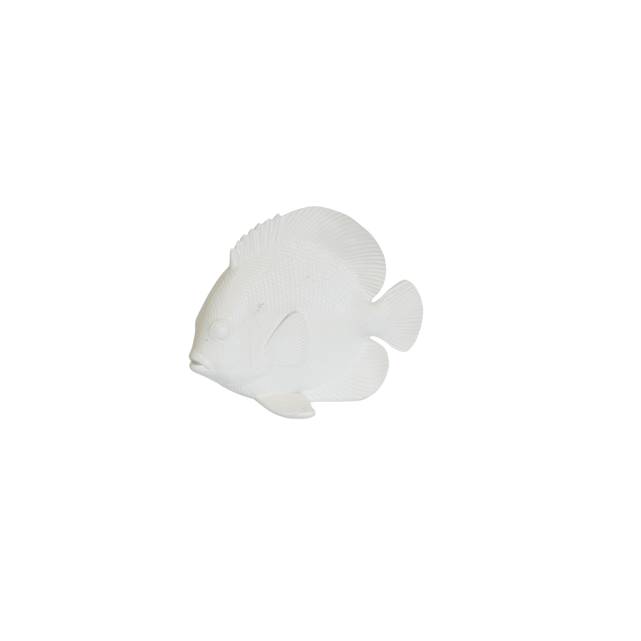 Ornement - Poisson plat - Polyrésine - Blanc - 19,5 x 10,5 x 16 cm