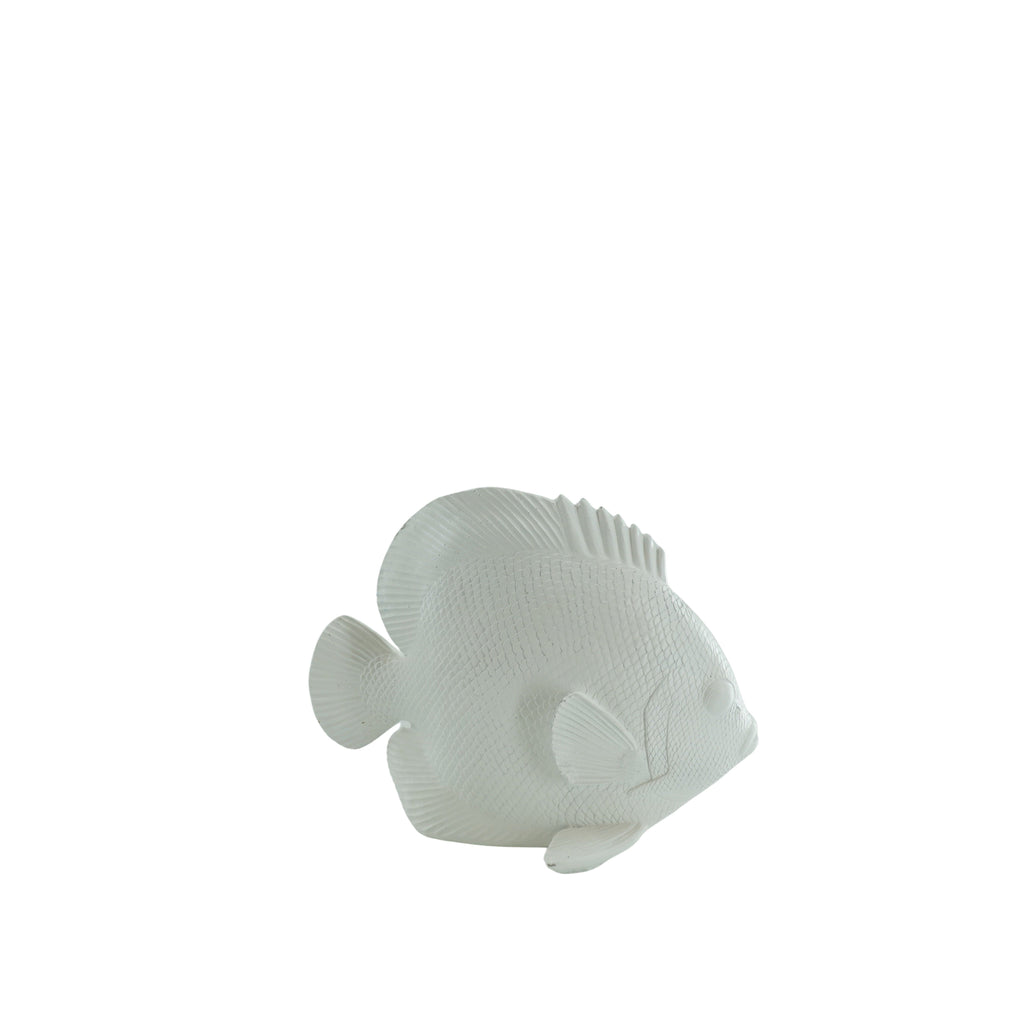 Ornement - Poisson plat - Polyrésine - Blanc - 19,5 x 10,5 x 16 cm
