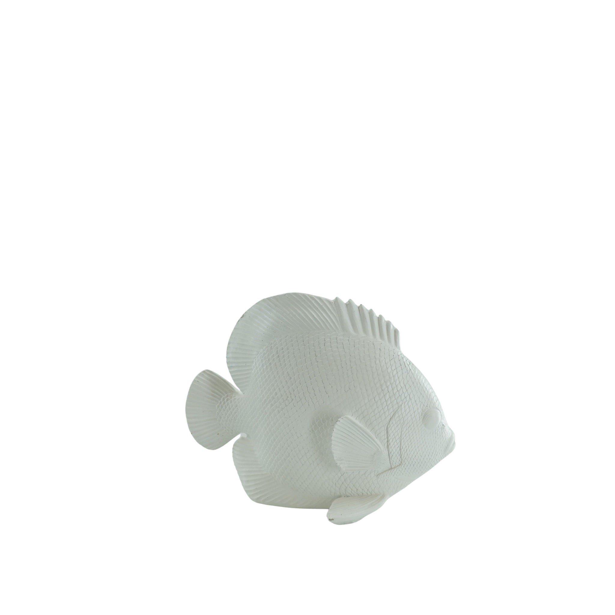 Ornement - Poisson plat - Polyrésine - Blanc - 19,5 x 10,5 x 16 cm