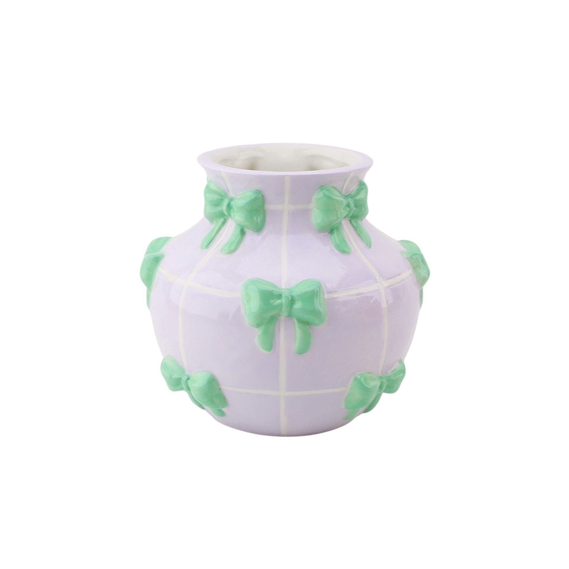 Vase - Vase à fleurs Rubans - Lilas/Menthe - 14,5 x 14,5 x 13 cm