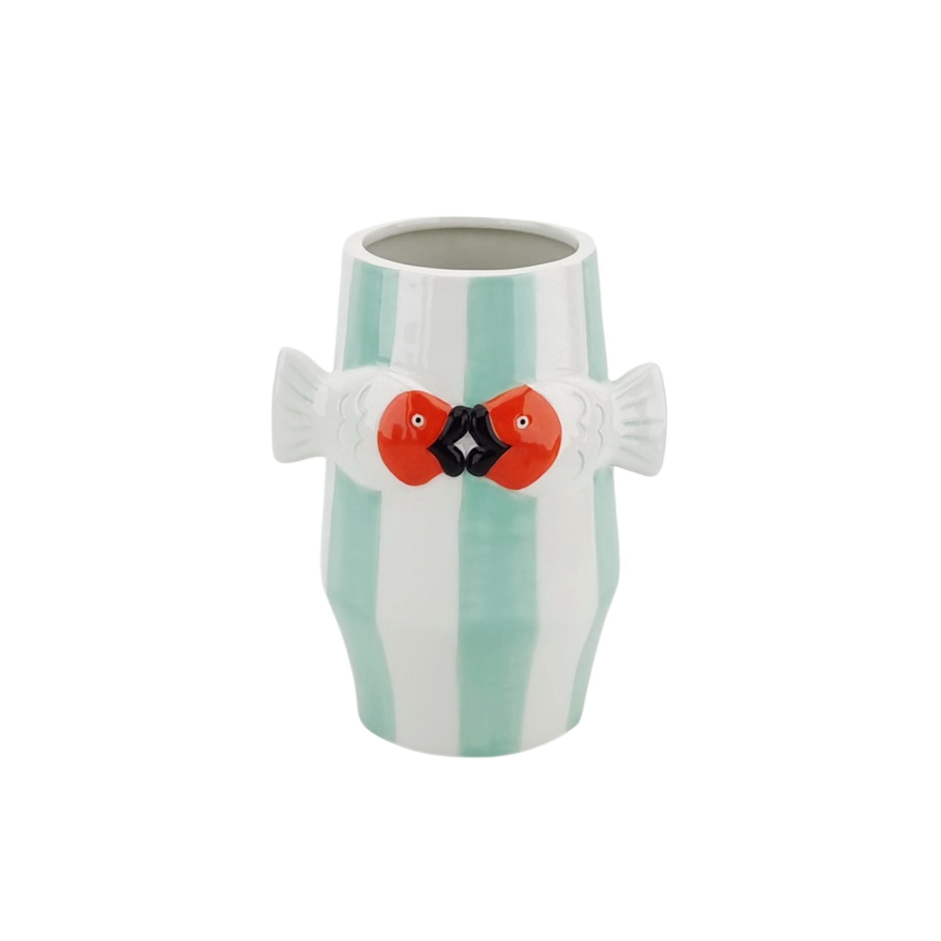 Vase à fleurs poisson/menthe/blanc/orange