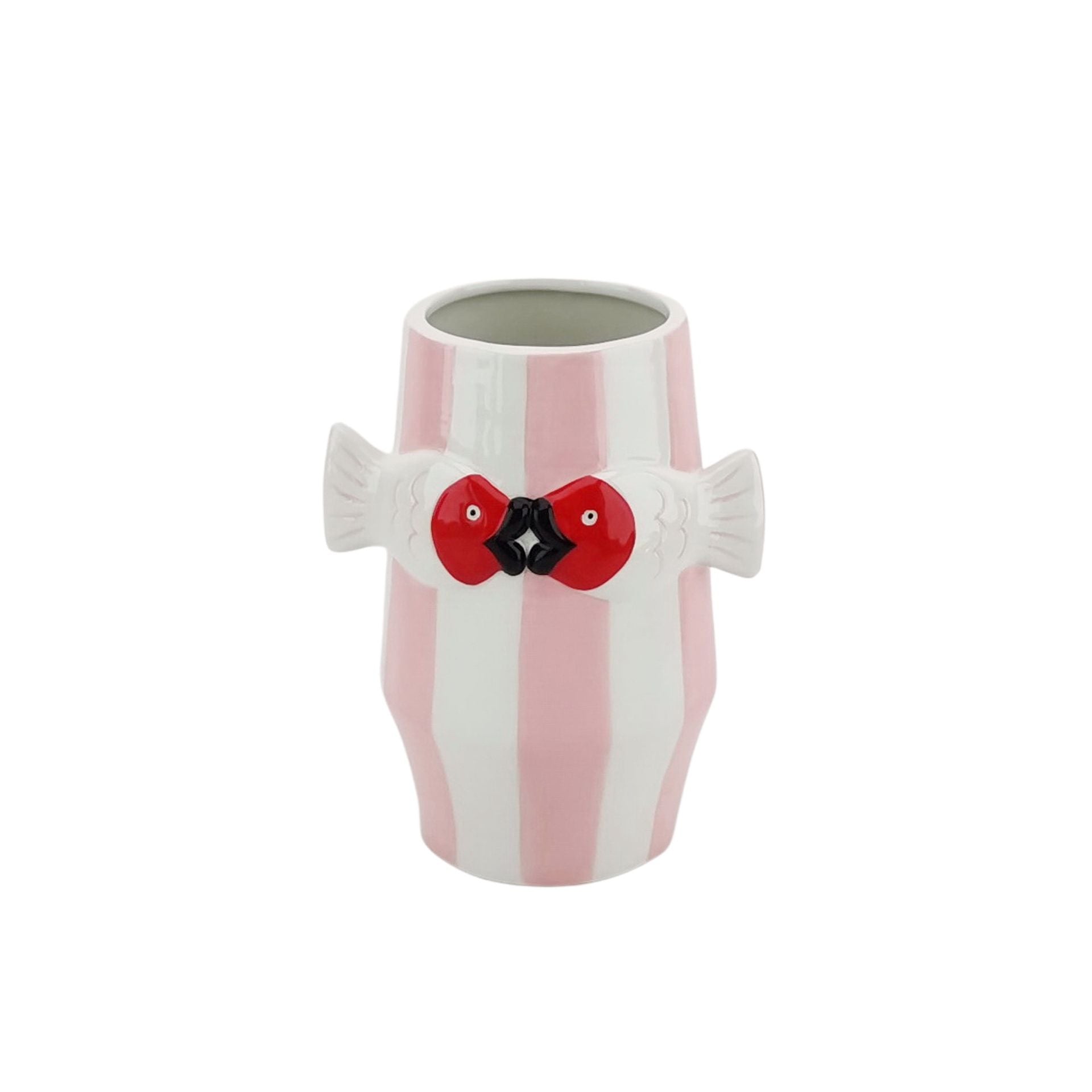 Vase - Vase à fleurs Poissons - Rose/Blanc - 14x11,5x18 cm