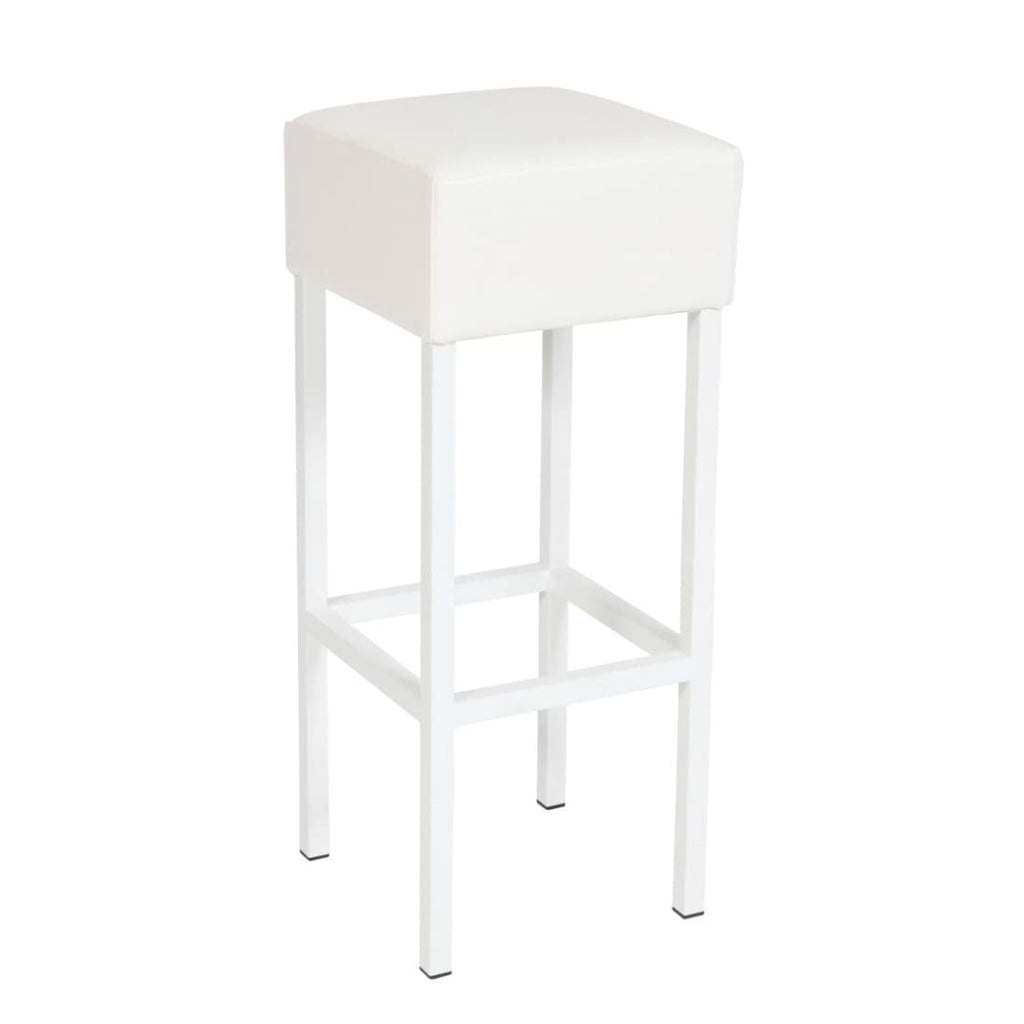 Workliving Tabouret de bar en Skai - Blanc / Blanc