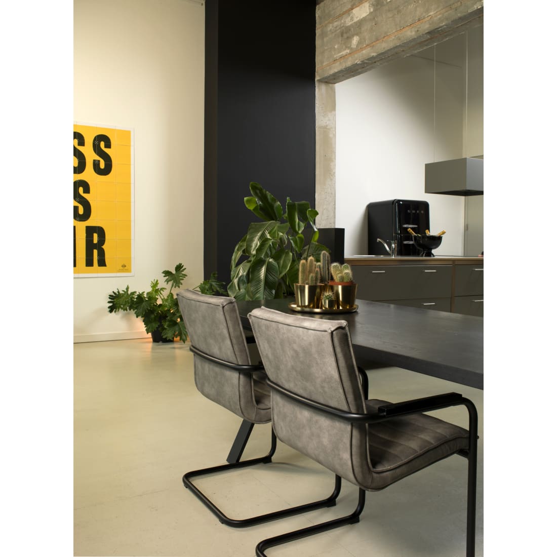 Workliving Haven Chaise de salle à manger - cuir végan gris