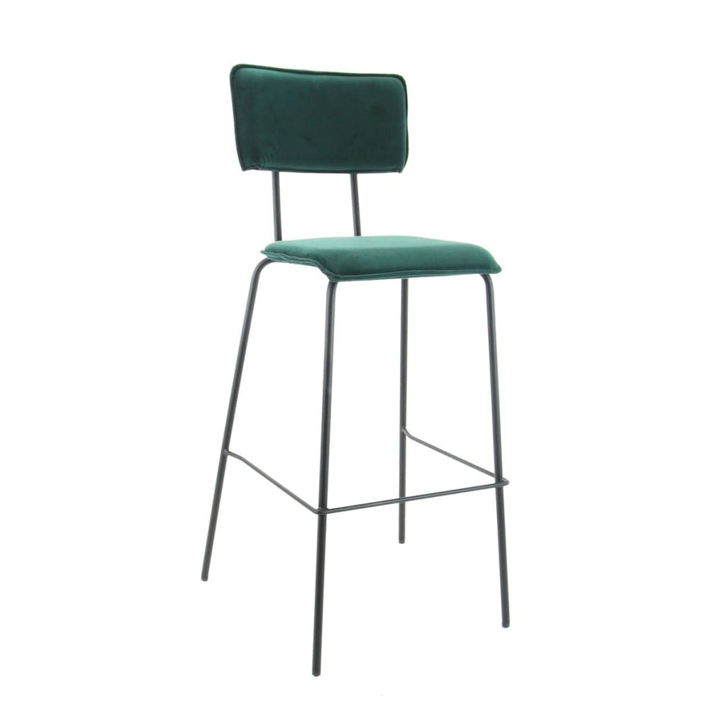 Workliving Tabouret de bar haut Bo - Velours Earth Forest