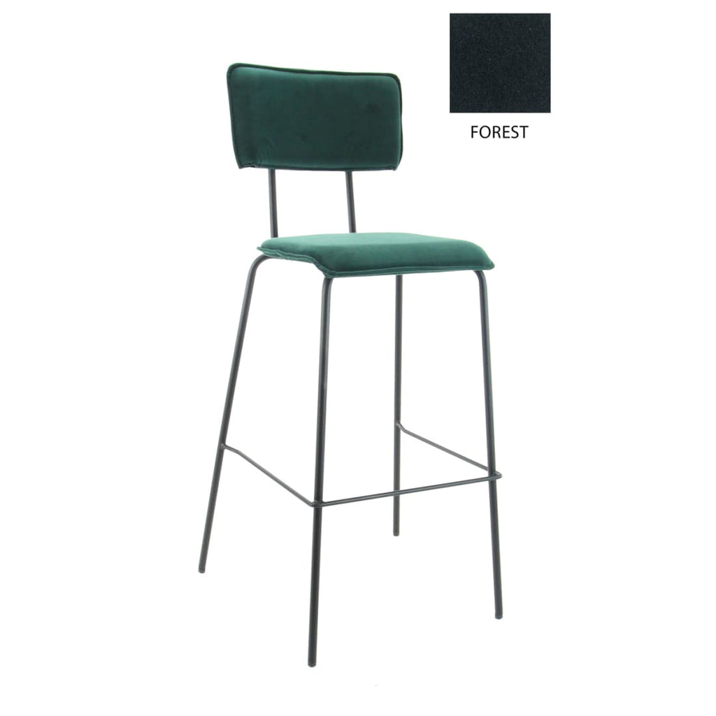 Workliving Tabouret de bar haut Bo - Velours Earth Forest