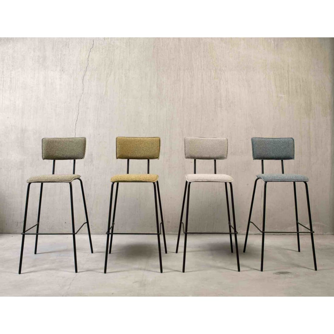 Workliving Tabouret de bar haut Bo - Velours Earth Forest