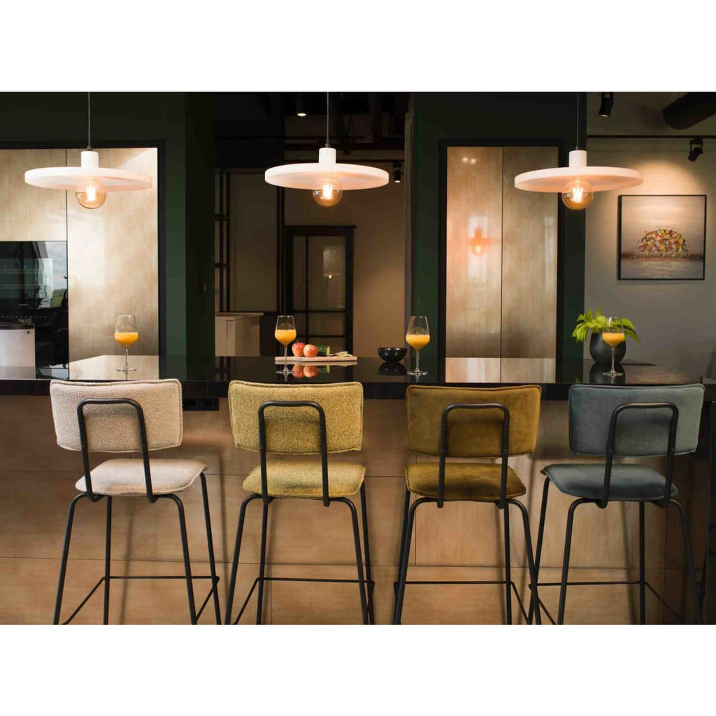 Workliving Tabouret de bar haut Bo Society - bouclé shiitaké