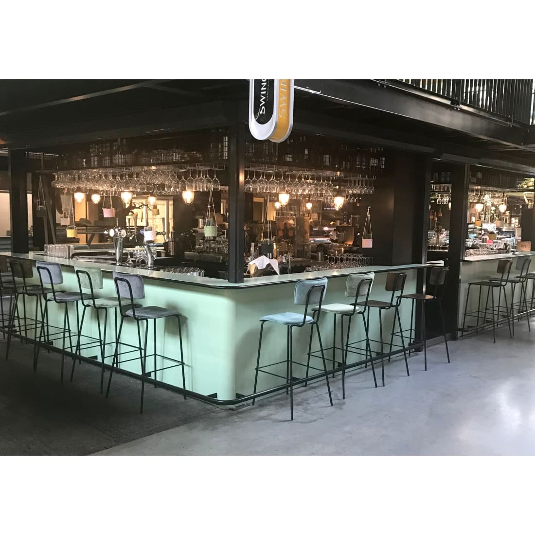 Workliving Tabouret de bar haut Bo Society - bouclé shiitaké