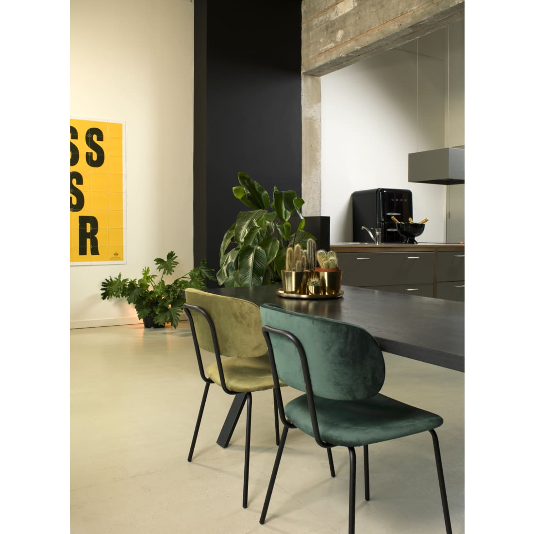 Workliving Chaise de salle à manger Bo RS - Velours Earth Army