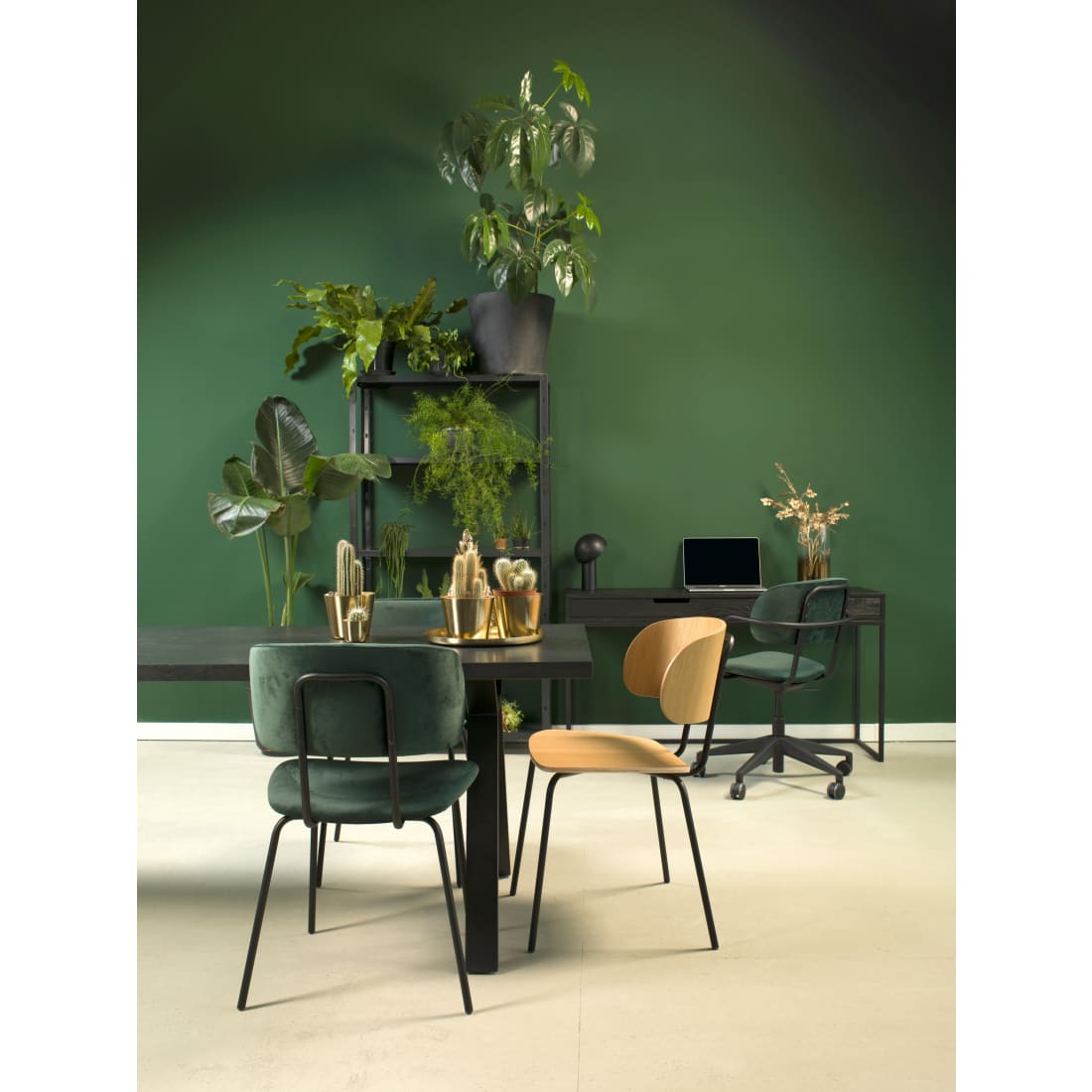 Workliving Chaise de salle à manger Bo RS - Velours Earth Army