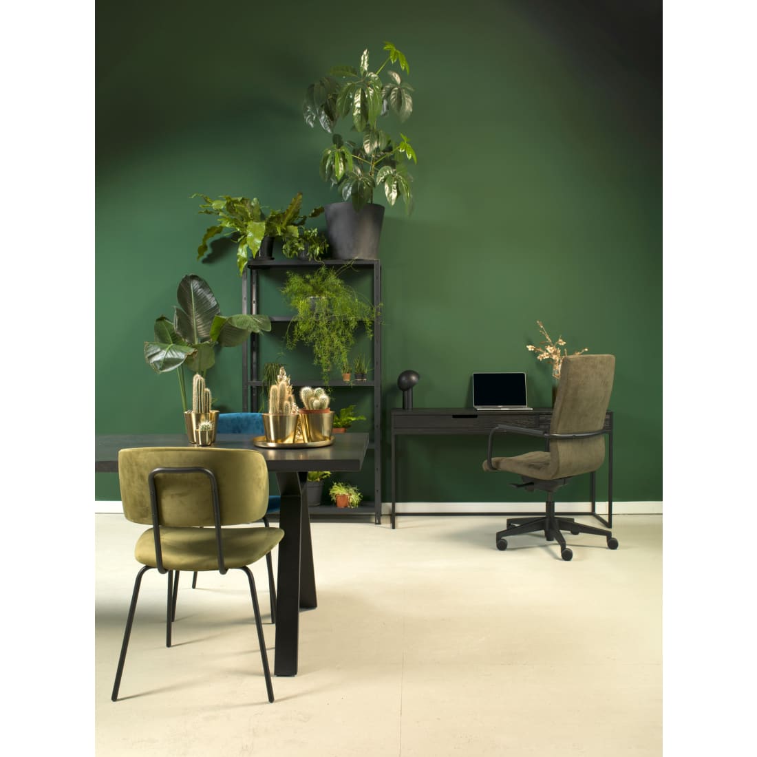 Workliving Chaise de salle à manger Bo RS - Velours Earth Army