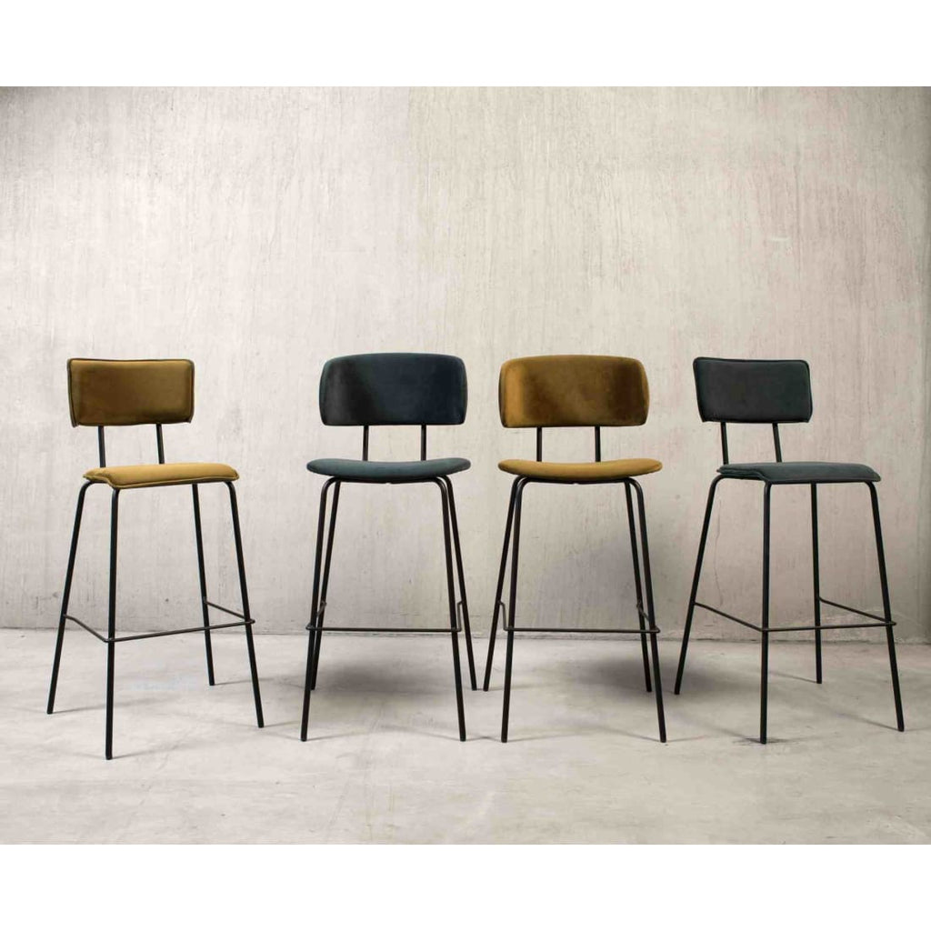 Workliving Tabouret de bar haut Society Bo - Bouclé Shitake
