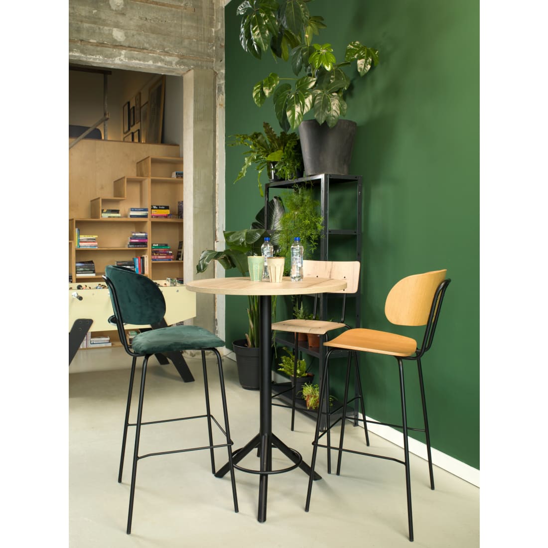 Workliving Tabouret de bar haut Society Bo - bouclé pétrole