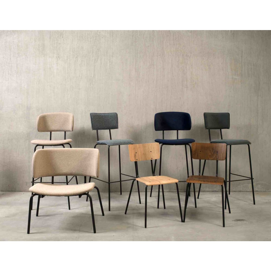 Workliving Tabouret de bar haut Society Bo - bouclé pétrole