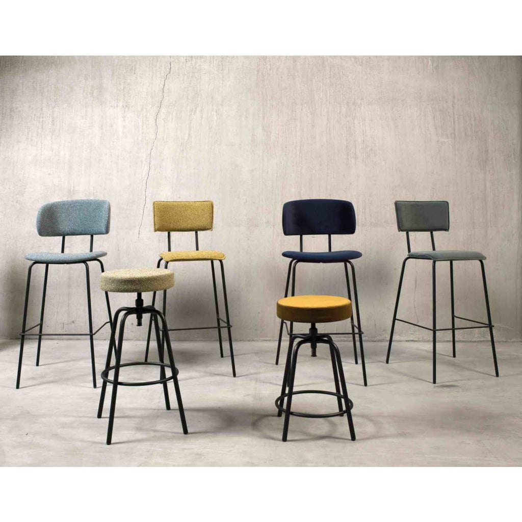 Workliving Tabouret de bar haut Society Bo - bouclé pétrole