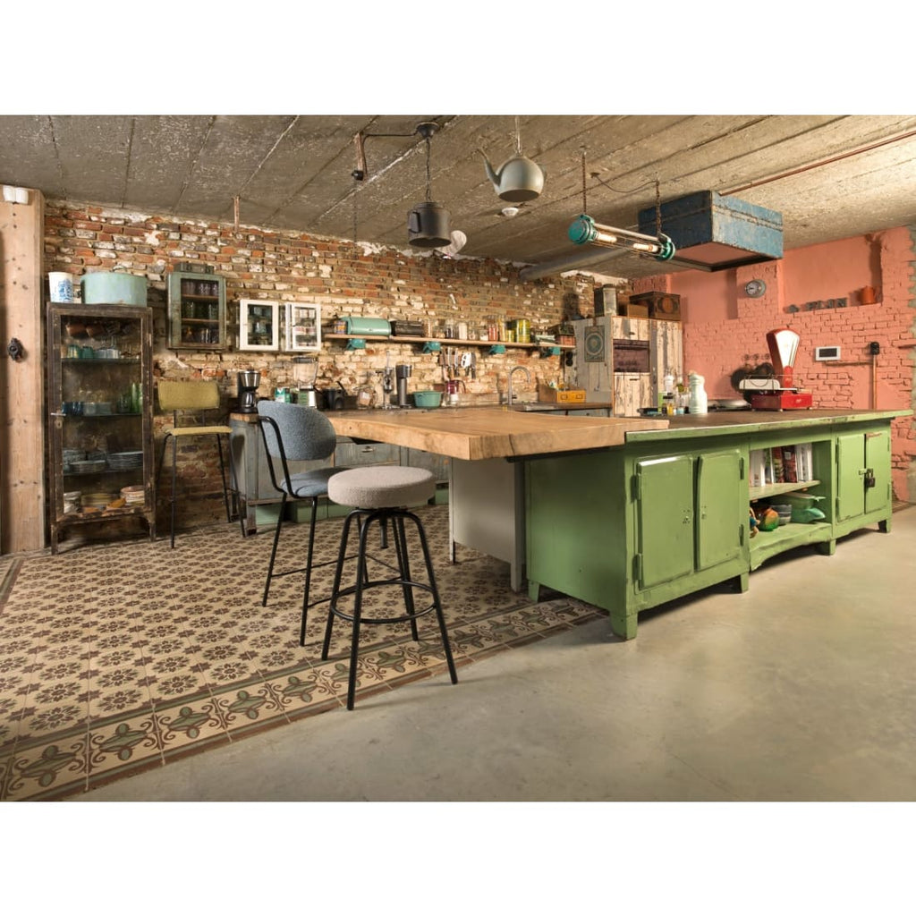 Workliving Tabouret de bar haut Society Bo - bouclé pétrole