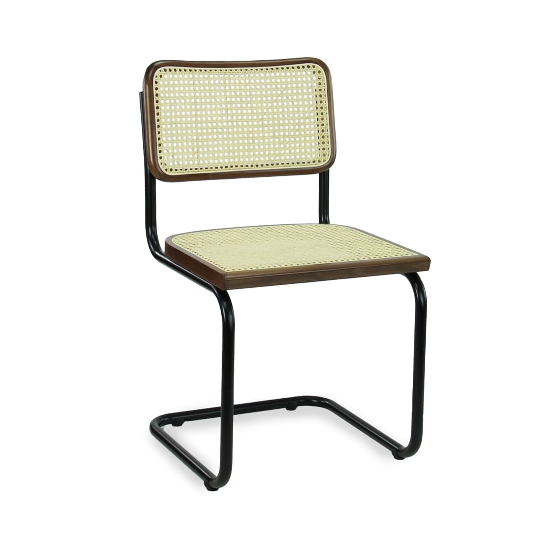 Chaise de salle à manger Workliving Bas - rotin design noyer / noir