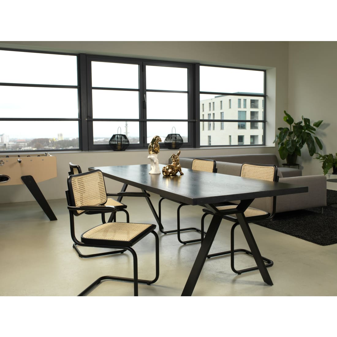 Chaise de salle à manger Workliving Bas - rotin design noyer / noir