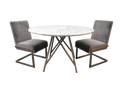 Table de salle à manger ronde Coral en marbre et acier inoxydable brossé