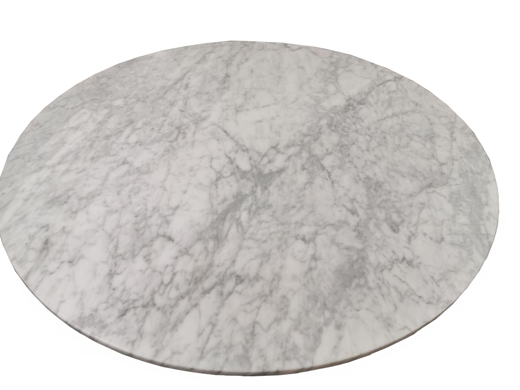 Table de salle à manger ronde Coral en marbre et acier inoxydable brossé