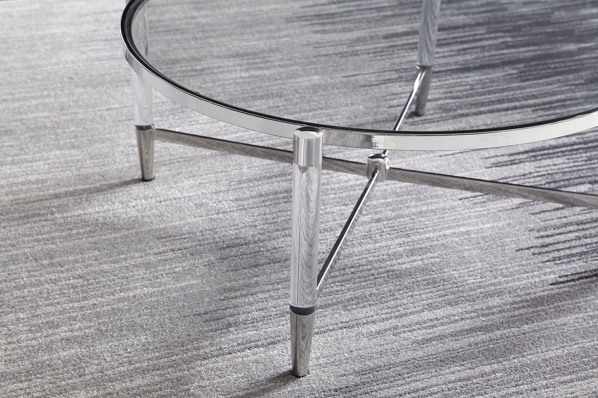 Table basse Marilyn en verre, acrylique et acier inoxydable poli