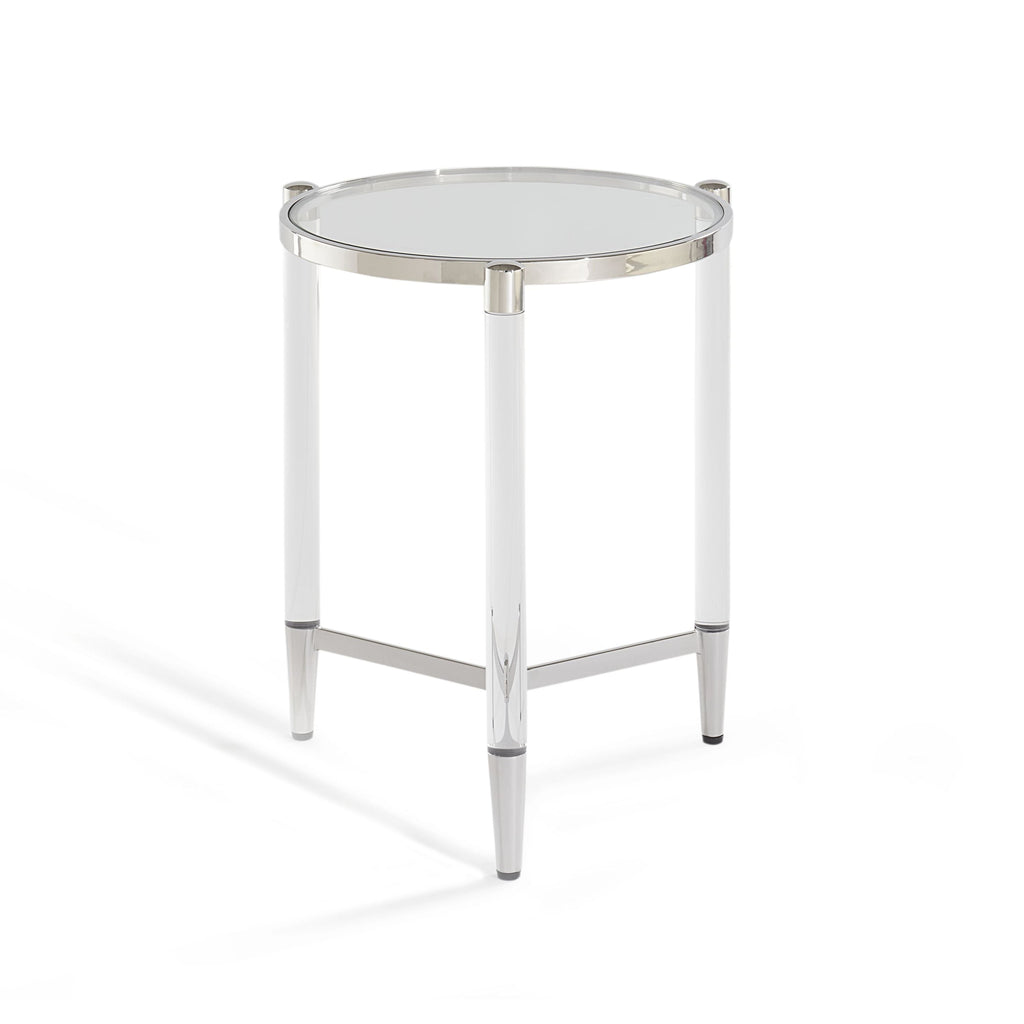 Table d'appoint Marilyn en verre, acrylique et acier inoxydable poli