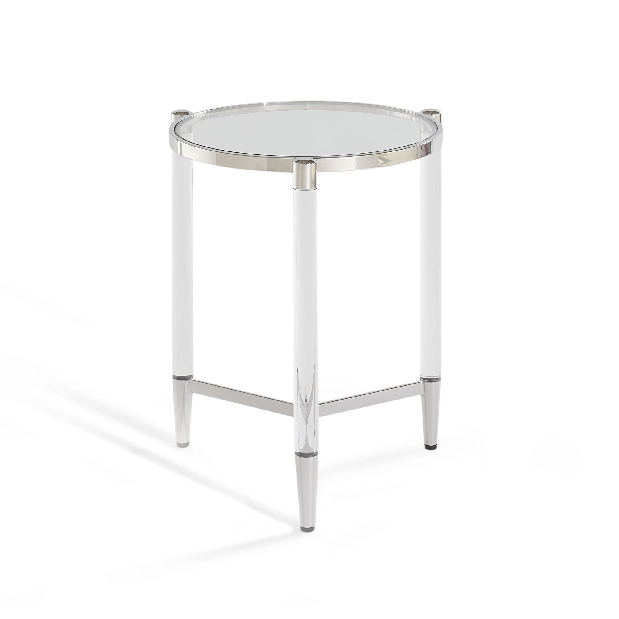 Table d'appoint Marilyn en verre, acrylique et acier inoxydable poli