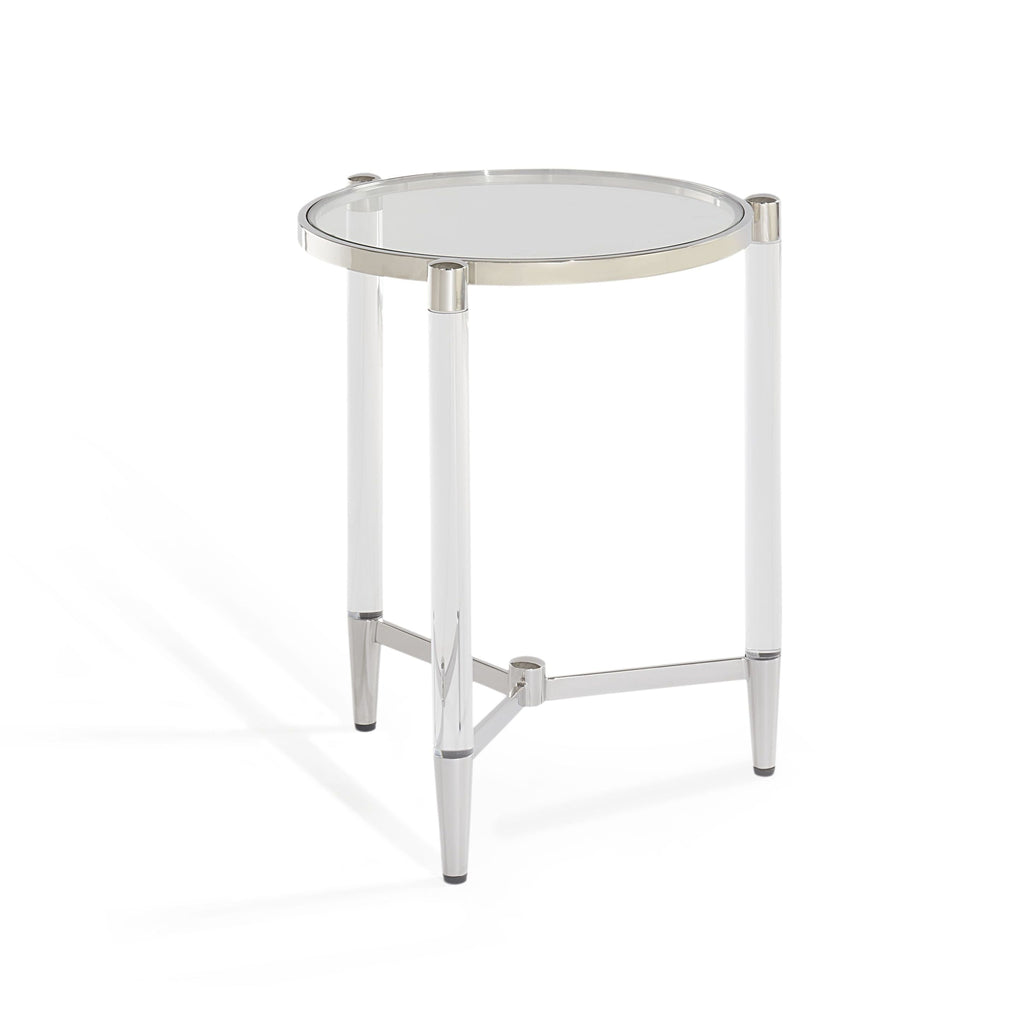 Table d'appoint Marilyn en verre, acrylique et acier inoxydable poli