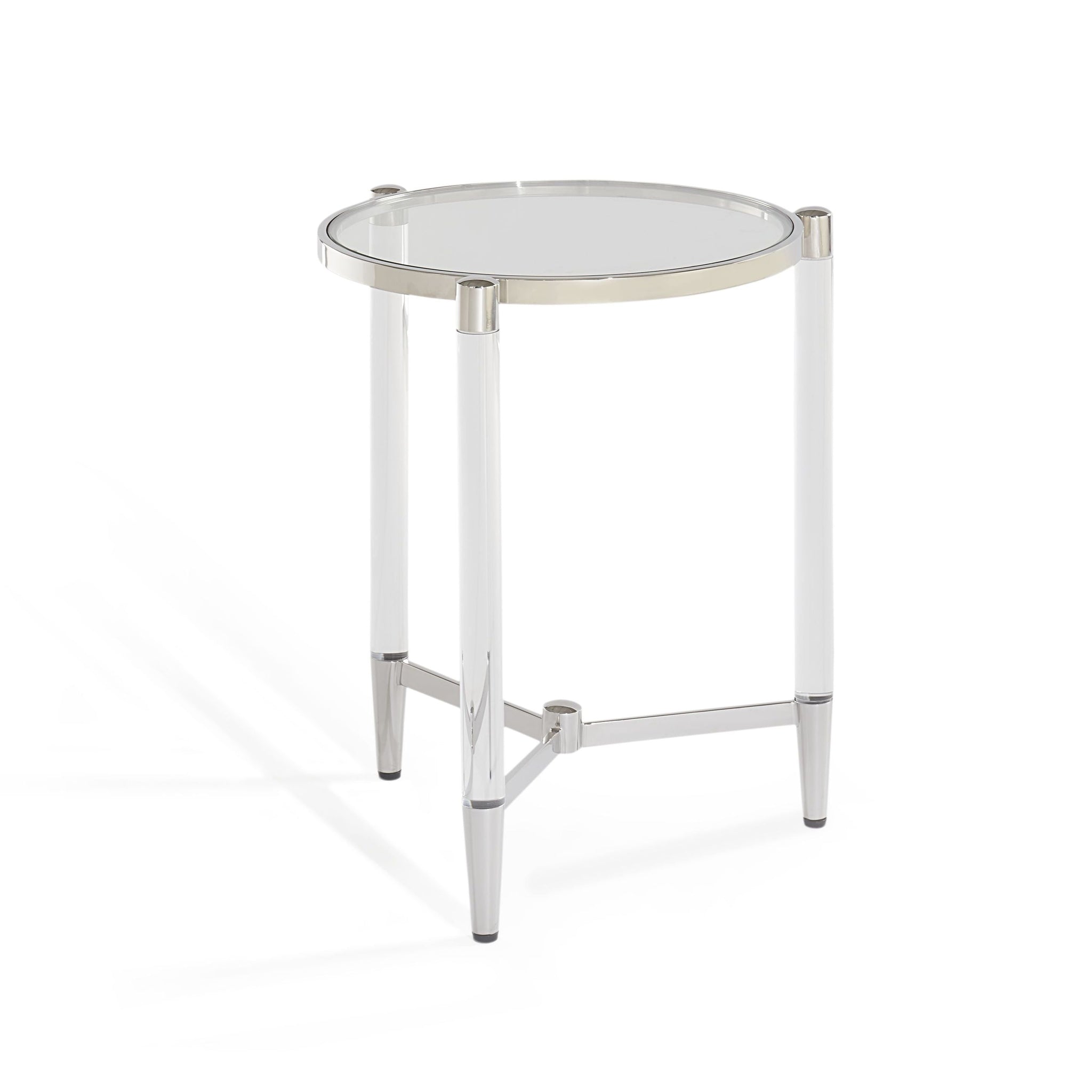 Table d'appoint Marilyn en verre, acrylique et acier inoxydable poli