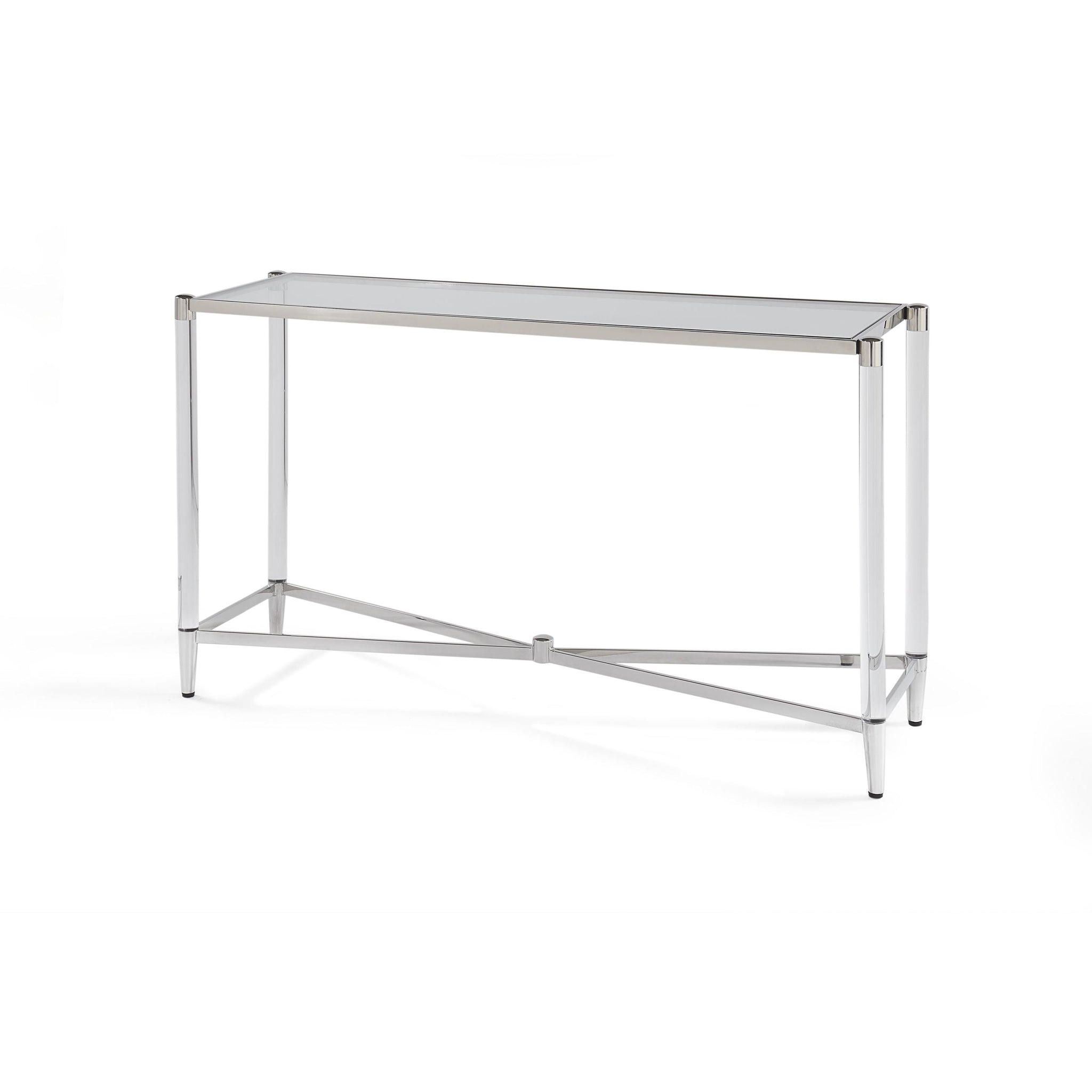 Console Marilyn en verre, acrylique et acier inoxydable poli