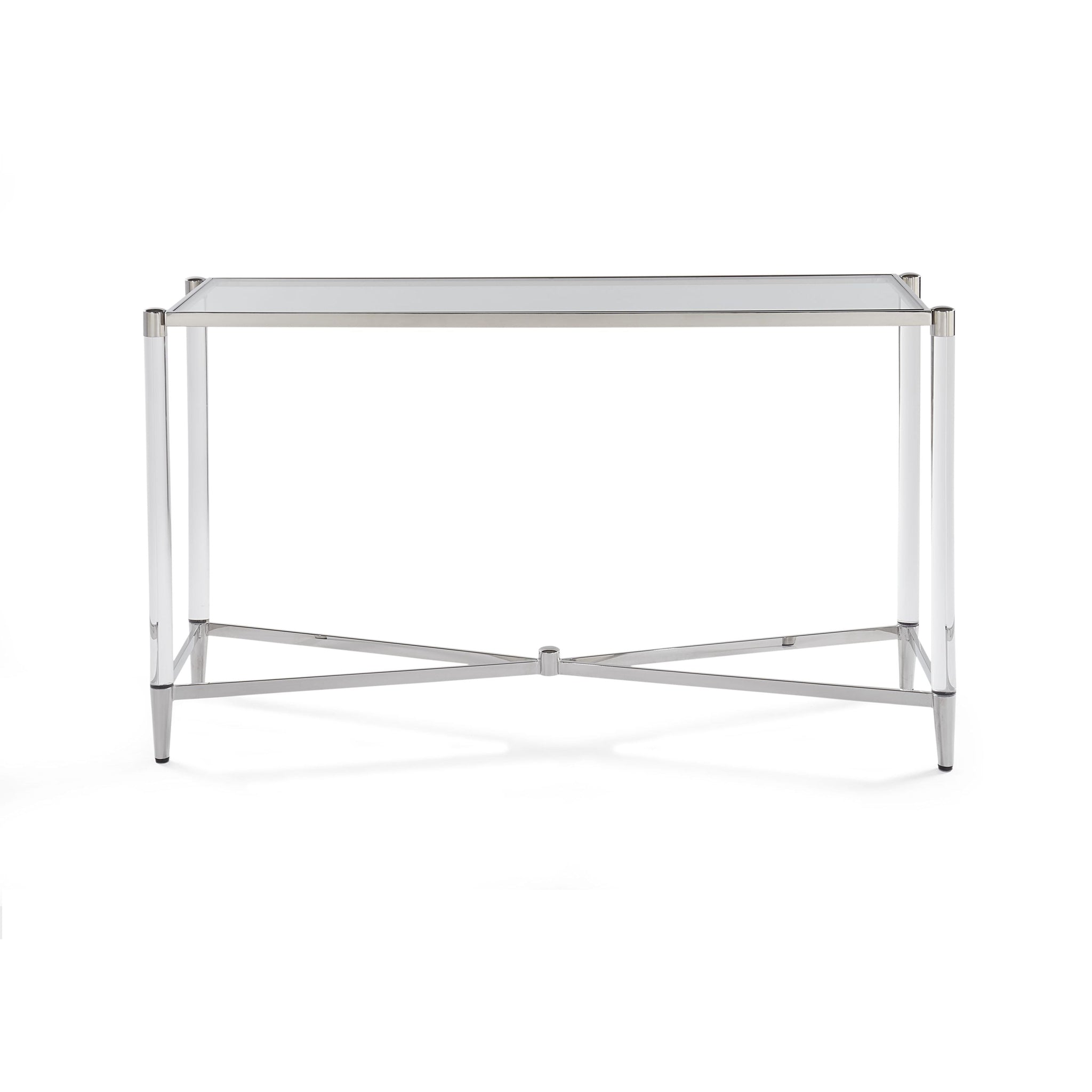 Console Marilyn en verre, acrylique et acier inoxydable poli