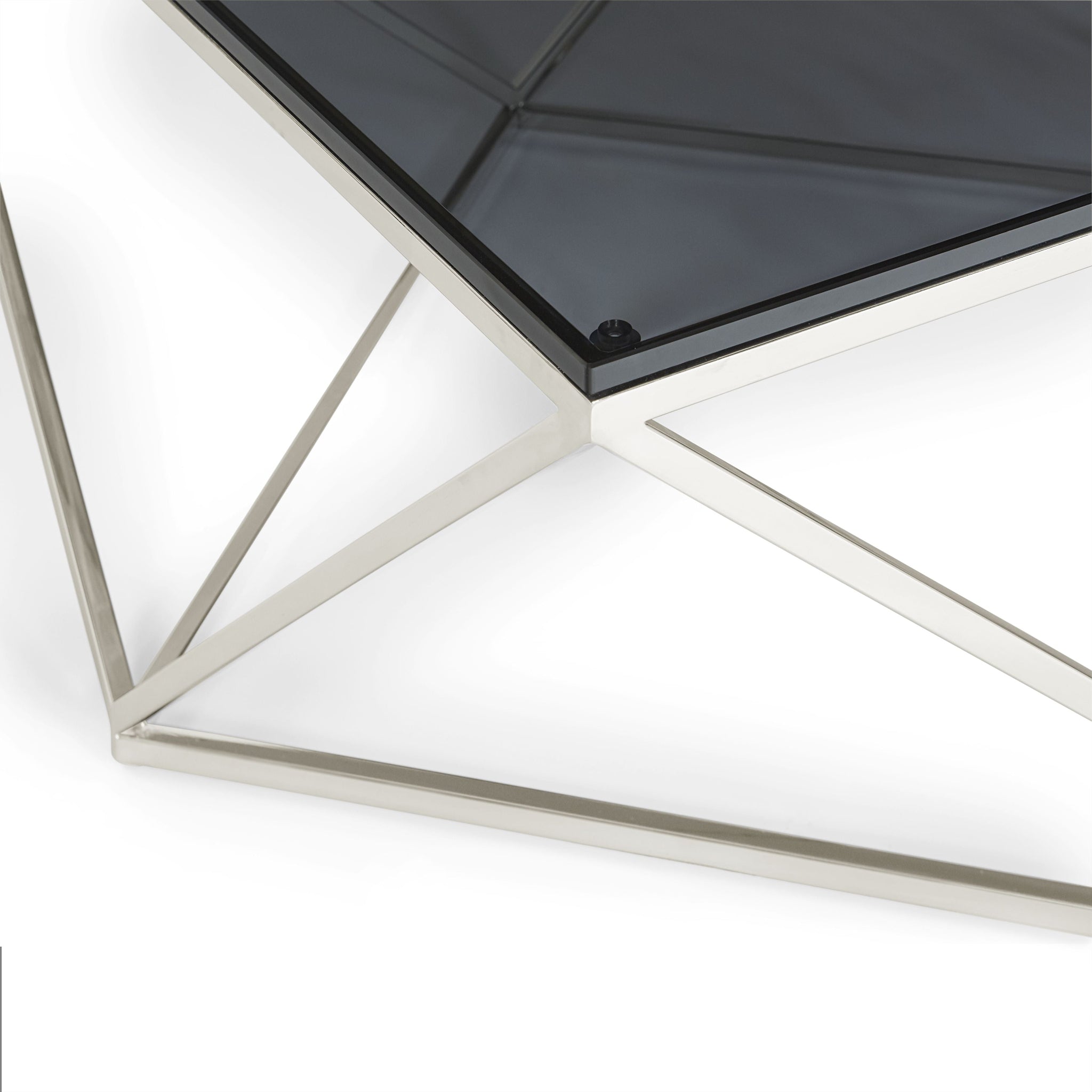 Table basse Aria en verre fumé et acier inoxydable poli