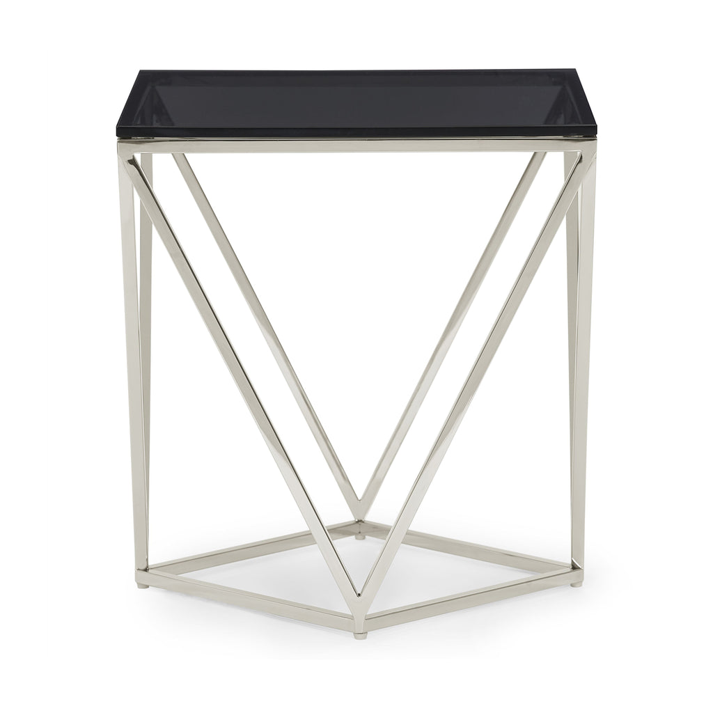 Table d'appoint Aria en verre fumé et acier inoxydable poli