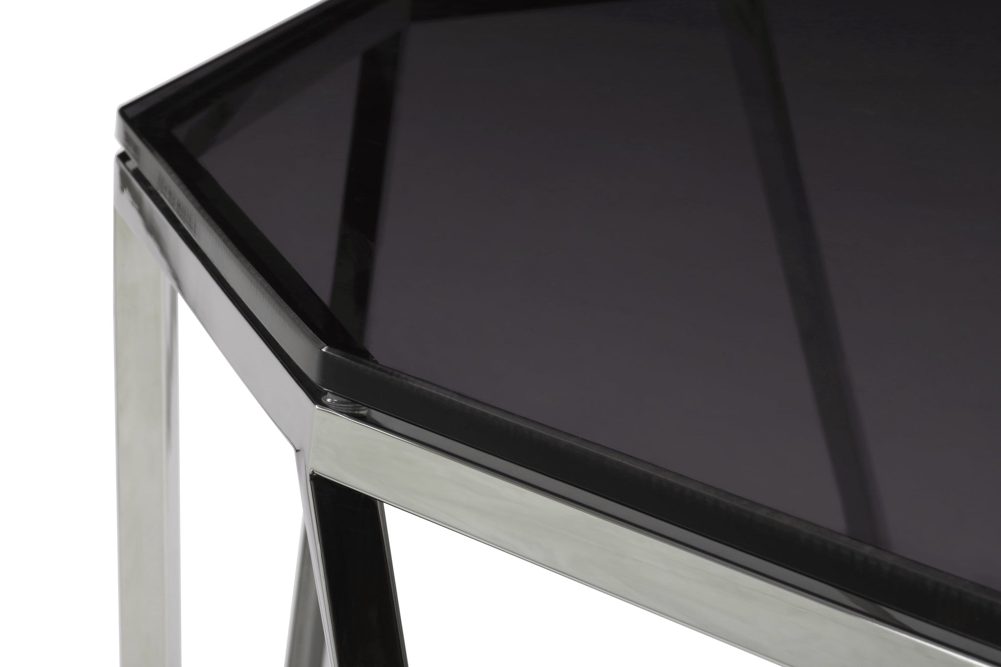 Table d'appoint Aria en verre fumé et acier inoxydable poli