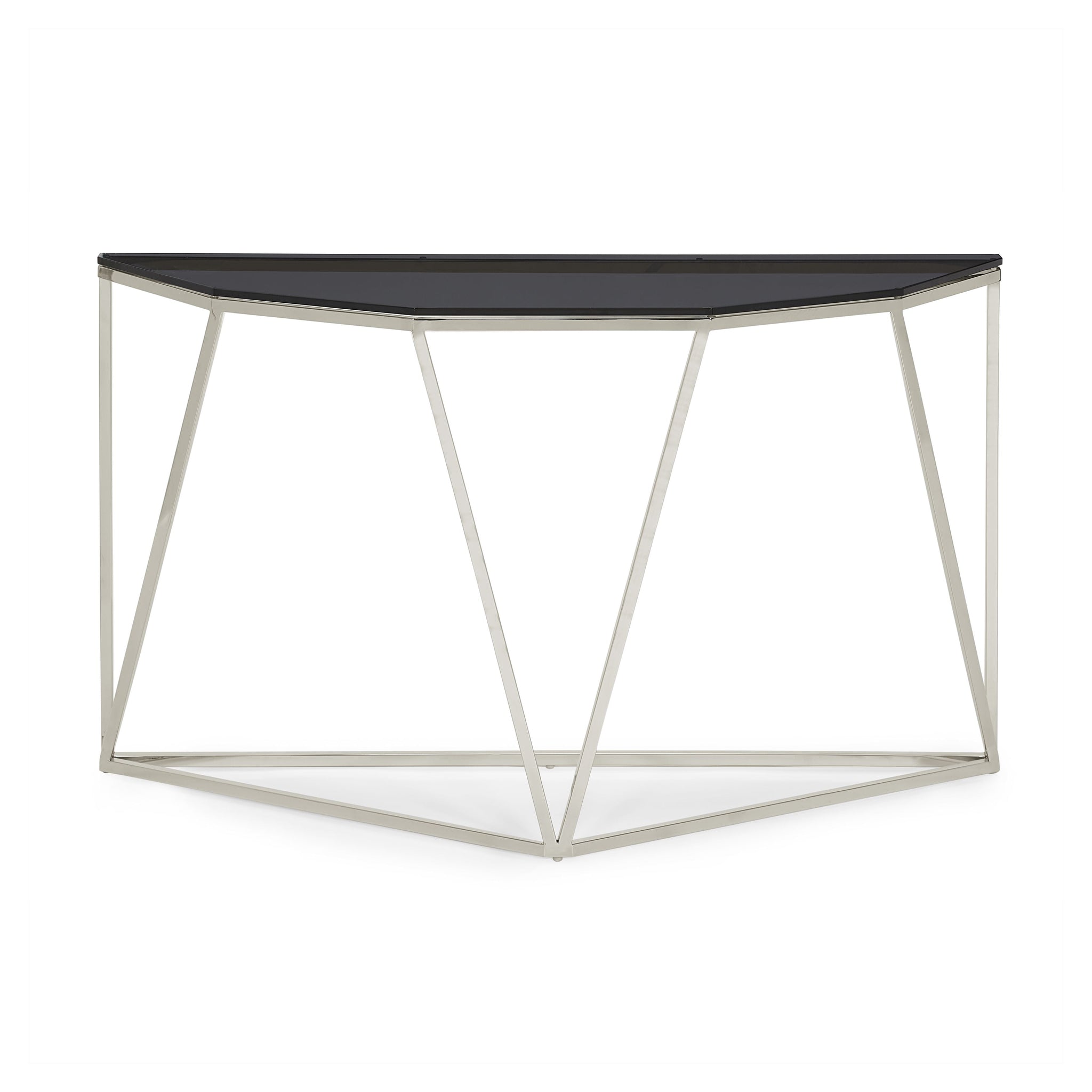Console Aria en verre fumé et acier inoxydable poli