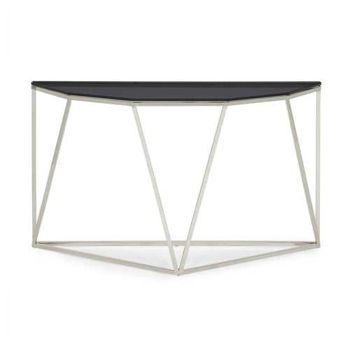Console Aria en verre fumé et acier inoxydable poli